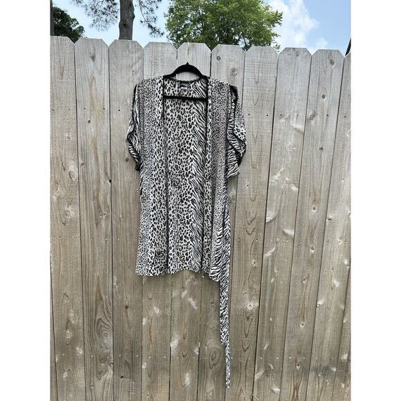 SEDUCTIVE WEAR by Cenima etoile‎ Animal Print Robe Size Small Sheer Sexy Lace - Picture 1 of 9